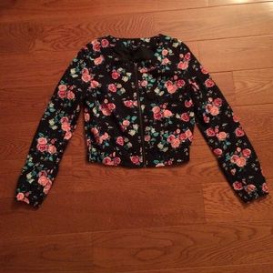 Topshop Floral Print Bomber Jacket
