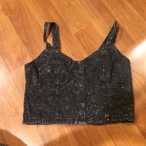 Black denim bustier top