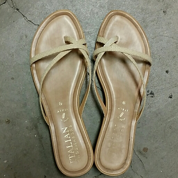 Italy tan snakeskin sandals