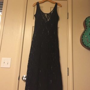 Long black lace dress