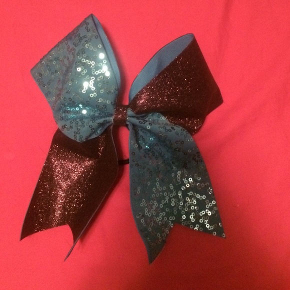 Black and Teal Cheer Bow