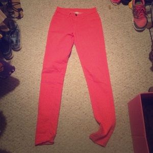 Coral skinny jeans