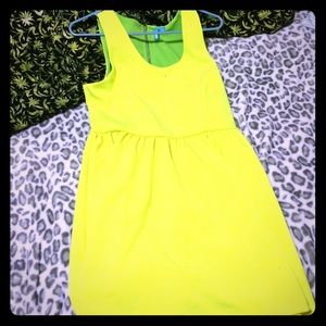 Neon yellow skater dress
