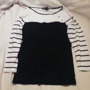 Black and white color block top