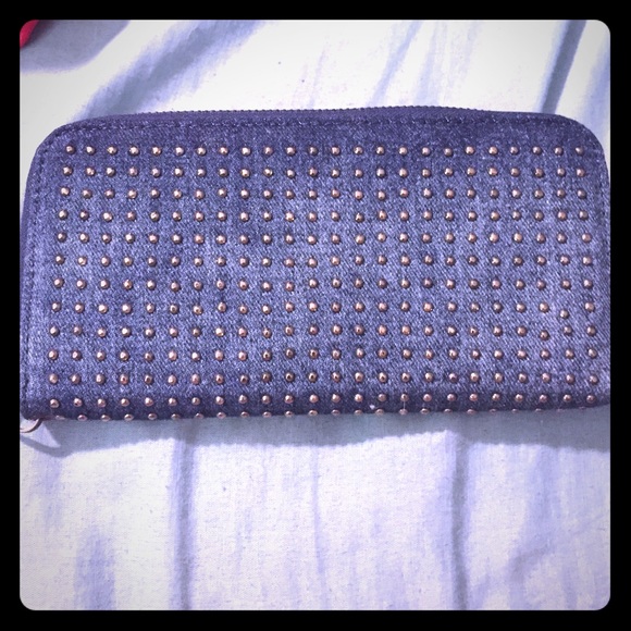 Denim studded Wallet NWT