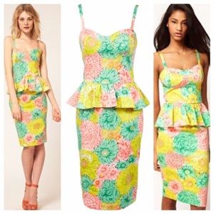 ASOS Peplum Dress in Darling Buds Print sz 4