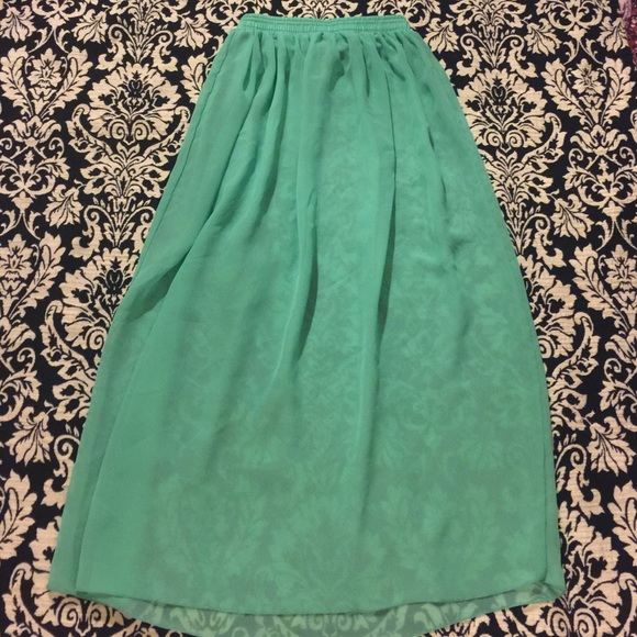American Apparel sheer long mint green skirt