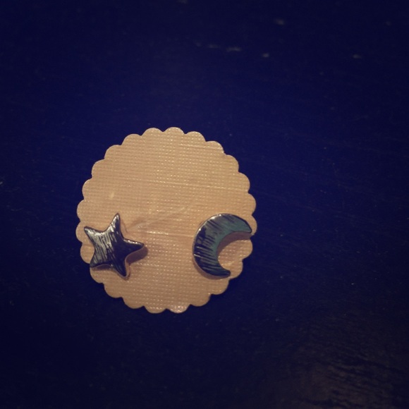 Star moon earring studs silver plated