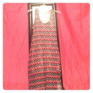 Trendy Multicolored Maxi Dress with Short Split