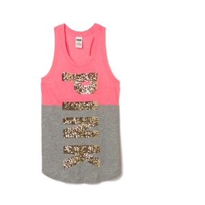 Victoria's Secret pink gold sequin bling tank Sm