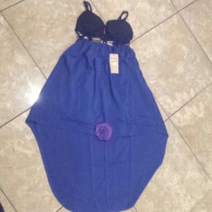 Reverse Blue Cutout High Low Dress