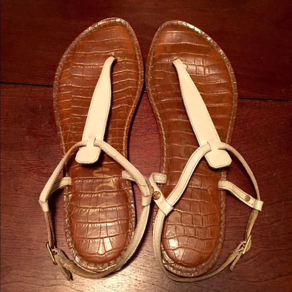 Sam Edelman white leather thongs