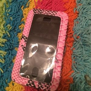 Faux alligator skin, pink and black, never used