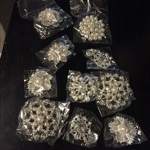 10 bridal brooches. Rhinestone, pearl - bouquet!!