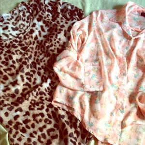 Cheetah sheer shirt and flowered sheer shirt