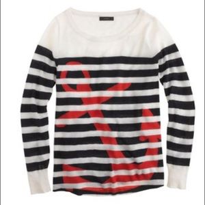 J. Crew Striped anchor cashmere sweater