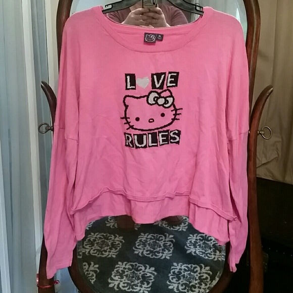 SzXl oversized  hello kitty sweater crop top