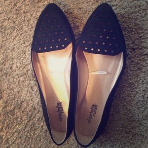 Black suede flats