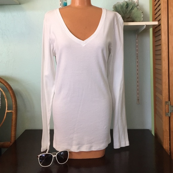 GAP White Long Sleeve V-neck