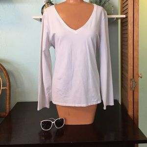 Old Navy Fitted White Long Sleeve V-neck