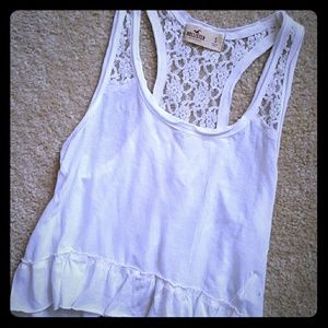 Hollister White Lace Ruffled Cropped Tank!