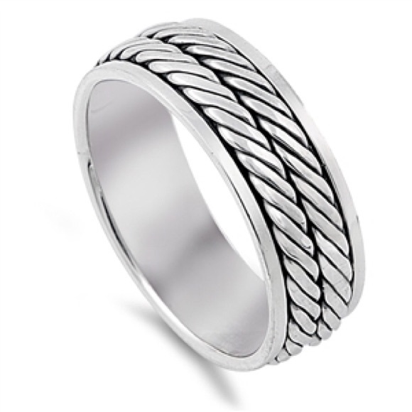 Sterling Silver Rope Design Spinner Ring