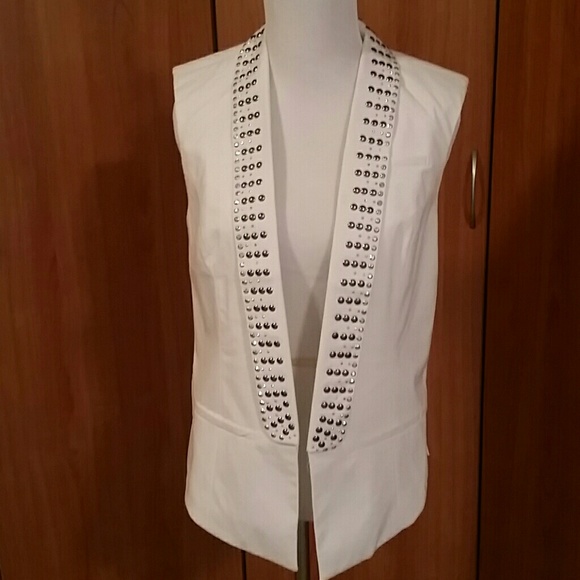 Studded white tuxedo style gilet vest