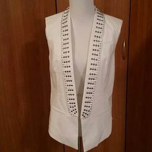 Studded white tuxedo style gilet vest