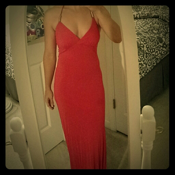 BCBG maxi dress with gold and silver embellishment
