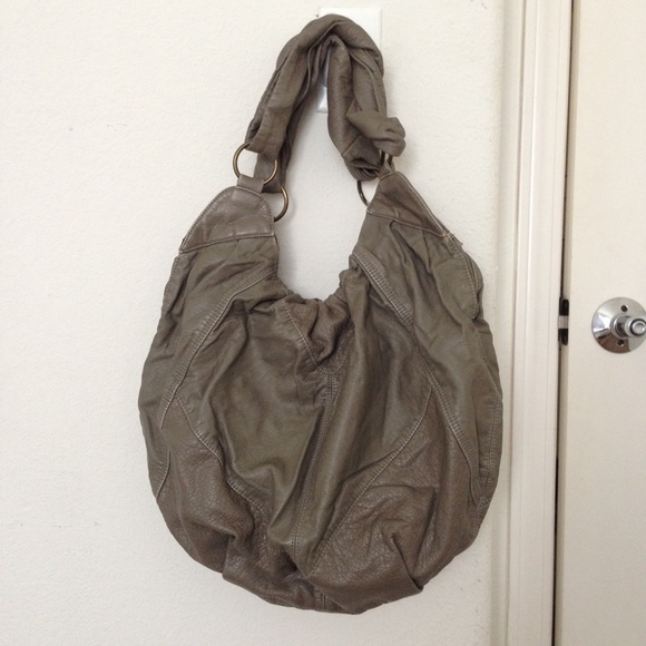 Deux Lux Twist Handle Grey Hobo Tote Shoulder Bag