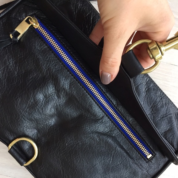 Rebecca Minkoff leather black bag blue zip - Picture 3 of 4