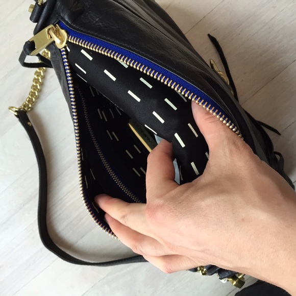 Rebecca Minkoff leather black bag blue zip - Picture 4 of 4
