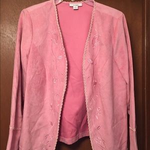 Pink faux suede jacket