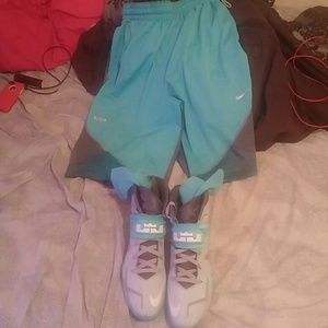 LeBrons with the socks and gym shorts.