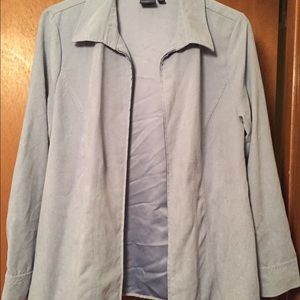 Baby blue faux suede zip jacket