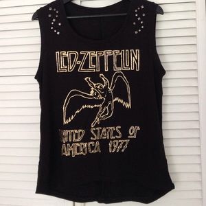 Led Zeppelin black and gold top