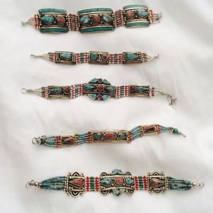 Tibetan bracelets. Real turquoise and coral.