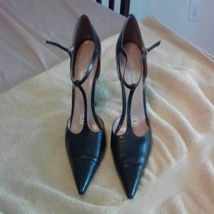 Black Leather Stiletto heels