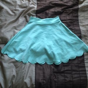 Mint Scalloped Scuba Knit High Waisted Skirt