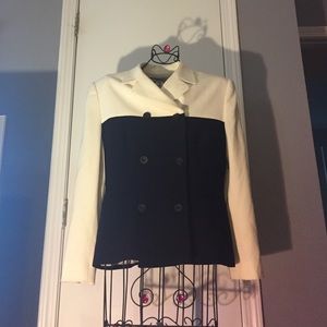 Lack and off white color block blazer