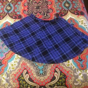 Blue and black plaid skater skirt