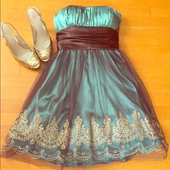 Sage and brown Blondie nites dress