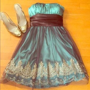 Sage and brown Blondie nites dress