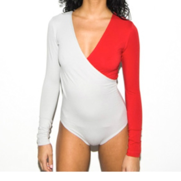 American apparel long sleeve cross cross bodysuit