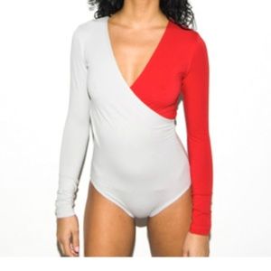 American apparel long sleeve cross cross bodysuit