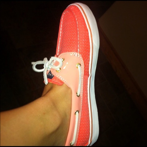 Coral sequin sperrys