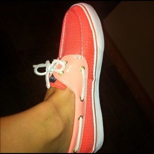 Coral sequin sperrys