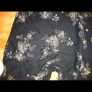 Black Floral Button up Skirt