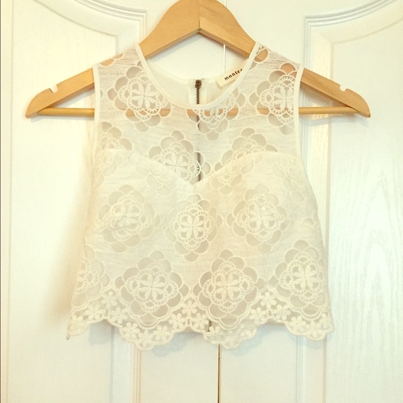 Unknown  Tops - White Lace Crop Top!