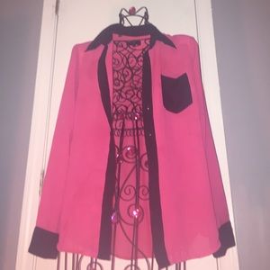 Pink & black color blocked top